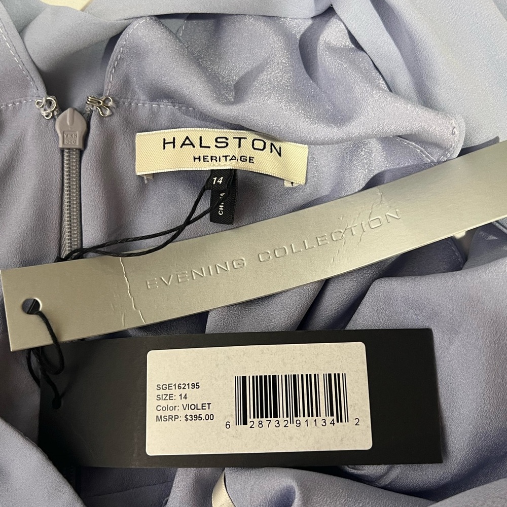 Halston Heritage Mock Neck Sleeveless Cape front dress | 14 NWT - Picture 8 of 10